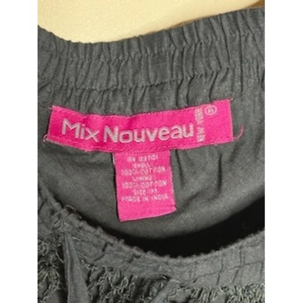 Mix Nouveau Black Crochet Maxi Skirt Asymmetrical Handkerchief Hem Boho M - Picture 8 of 8